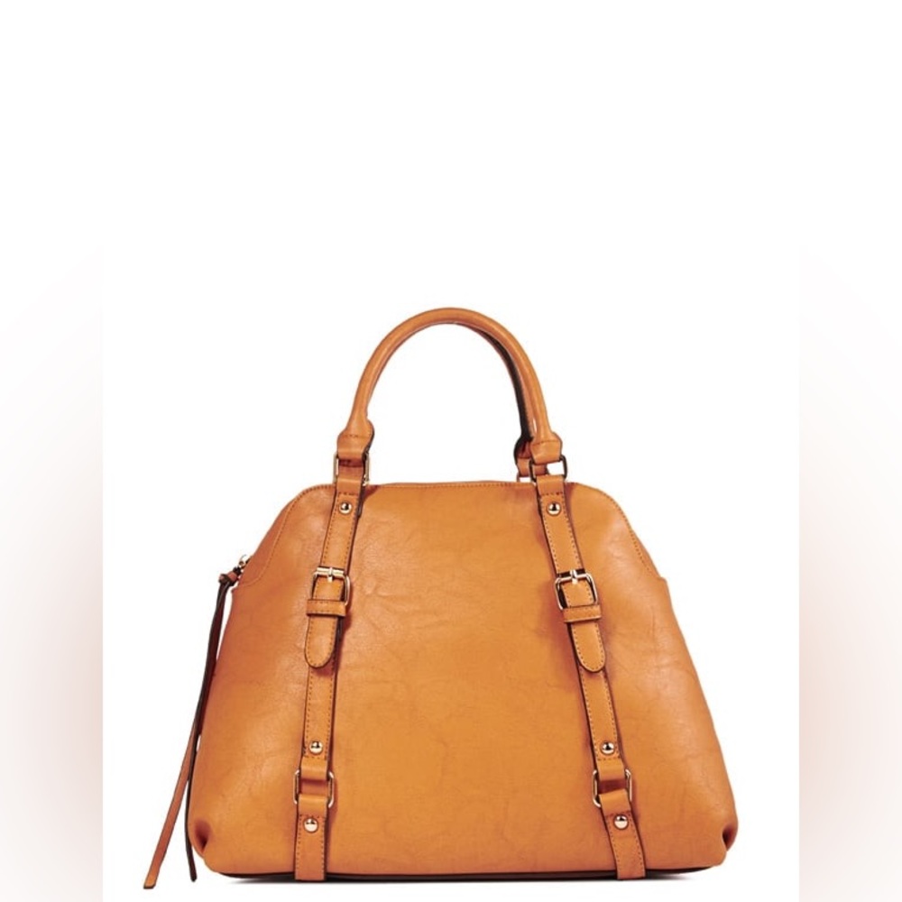 NWT Camel Faux Leather Medium Purse Shoulder Duffle Bag Tote